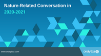Abstract shapes on a blue background on the cover of the Nature-Related Conversation report.