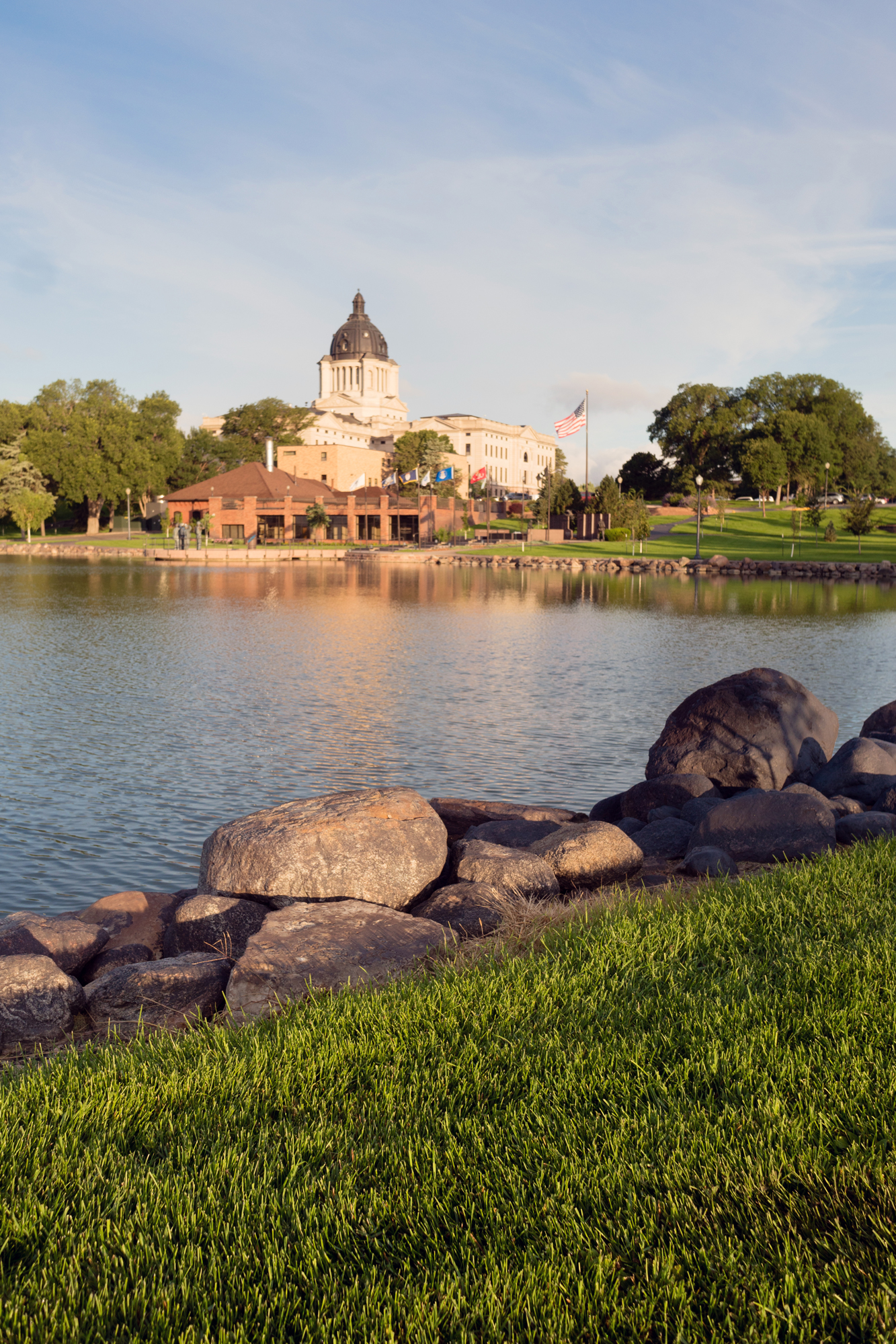 View of SD capitol building from across Capitol Lake.