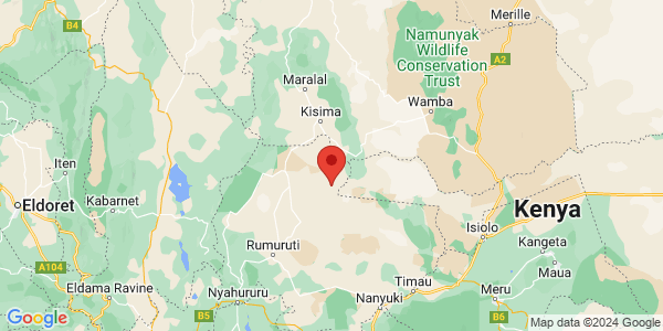 Map with marker: Thumbnail of map of Loisaba Conservancy in Kenya.