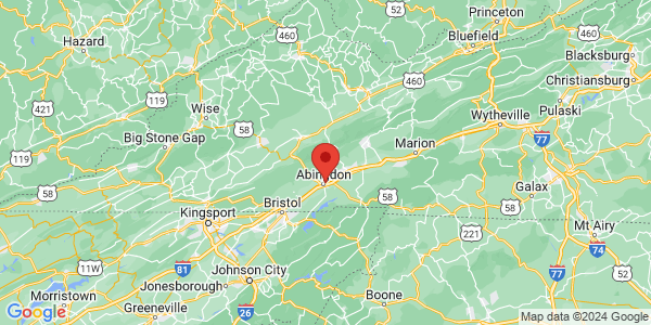 Map with marker: Northeast Tennessee