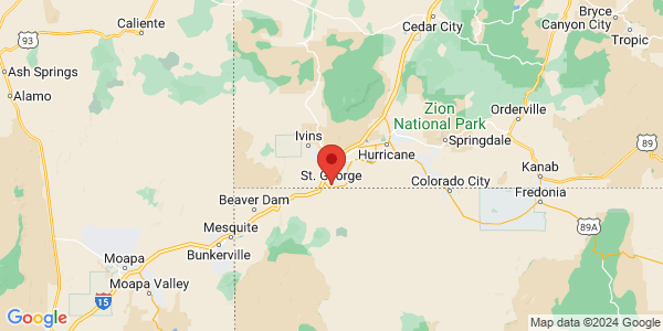 Map with marker: Map with marker: St. George, Utah.