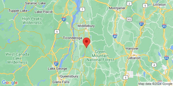 Map with marker: Located in the northernmost corner of Vermont’s Taconic Mountains.