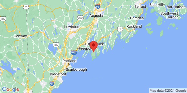 Map with marker: A great midcoast place to visit.
