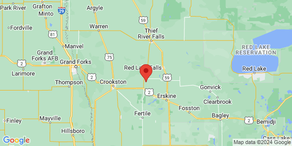 Map with marker: Marcoux Prairie Preserve is located in Red Lake County.