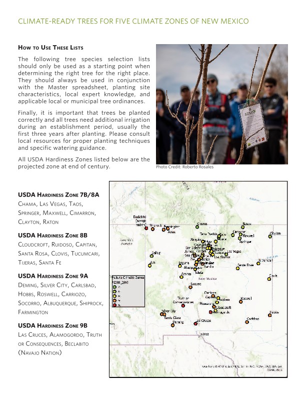 First page of the New Mexico climate-ready trees list.