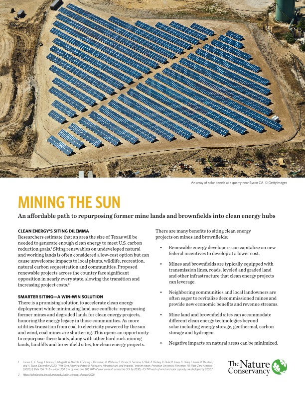 An affordable path to repurposing former mine lands and brownfields into clean energy hubs.