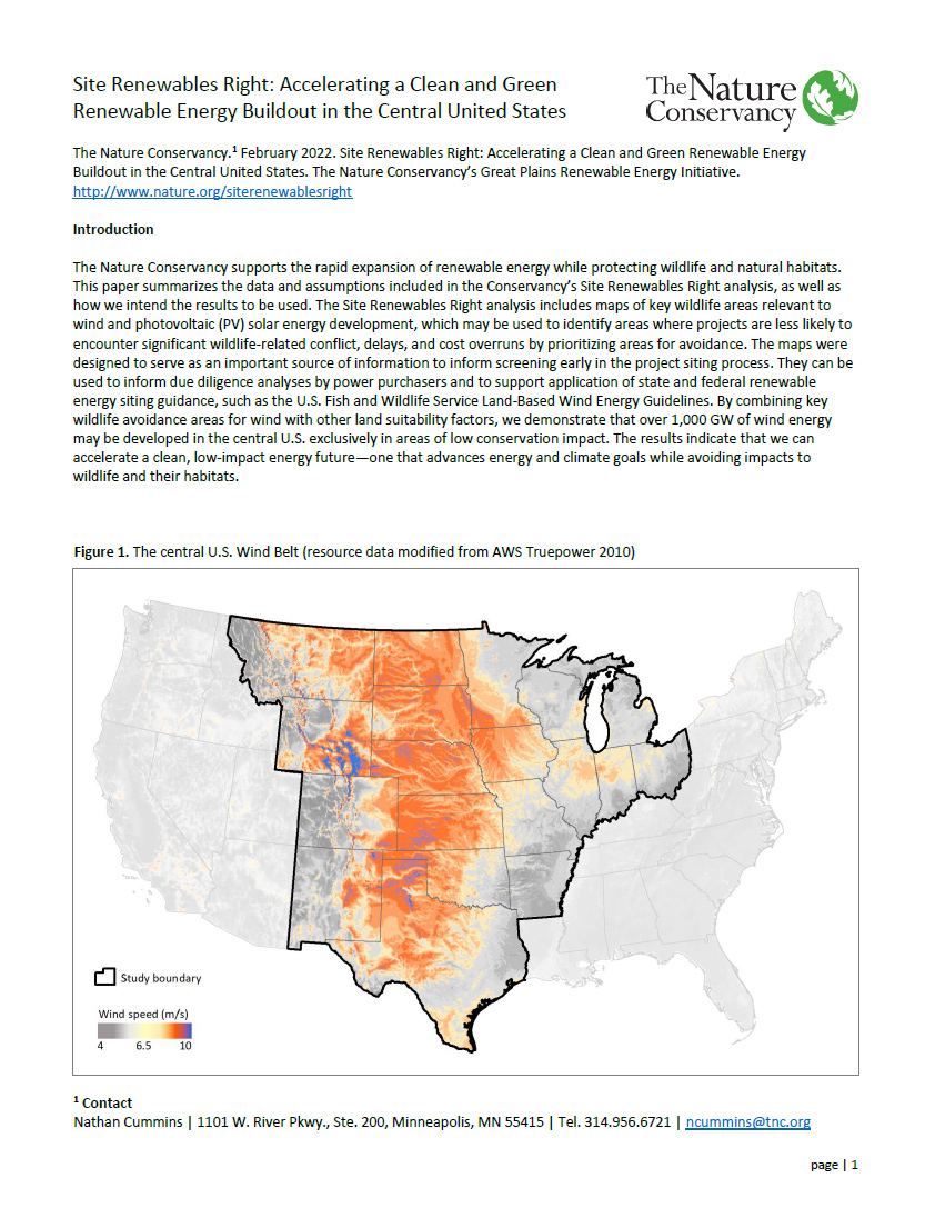 The Site Renewables Right report cover featuring a map of the central US.