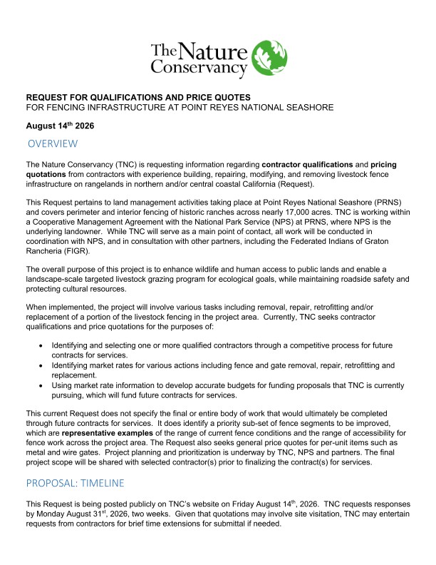 First page of the fencing RFQ.