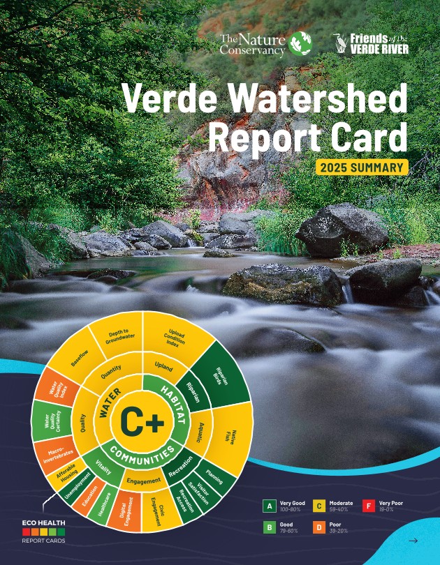 Cover of report card summary showing a flowing river.