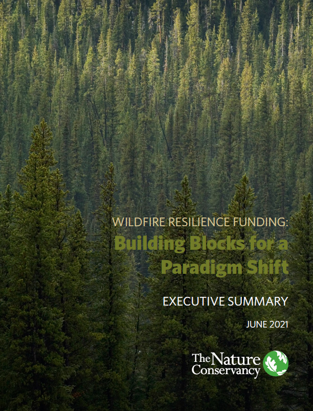 Cover of Wildfire Resilience Funding report exec sum.