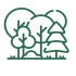Green icon of different sizes of trees.