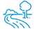 Blue icon line drawing of stream next to trees.