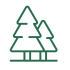Green icon of pine trees.