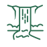 Green icon of a waterfall.