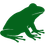 A green icon of a frog. 