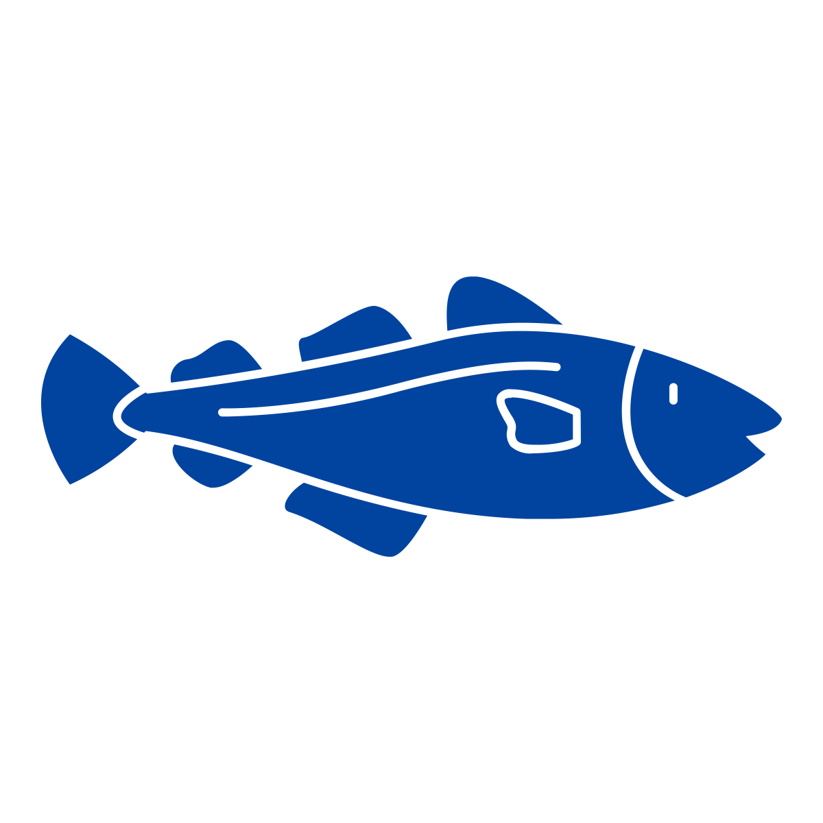Blue icon of a codfish.