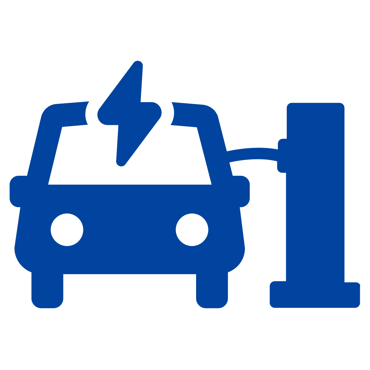 Blue icon of electric car.