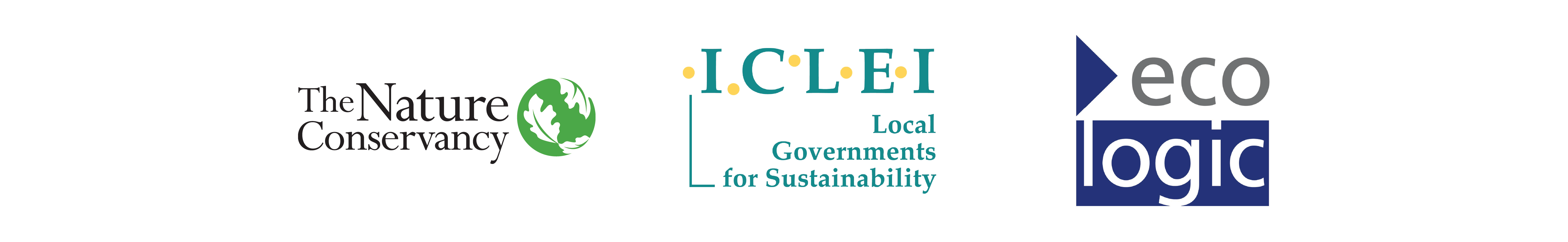 three logos, The Nature Conservancy, ICLEI, and EcoLogic