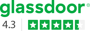 Glassdoor logo with 4.3 out of 5 stars rating.