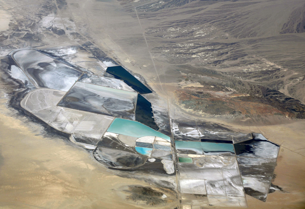 Aerial view of a lithium mine.