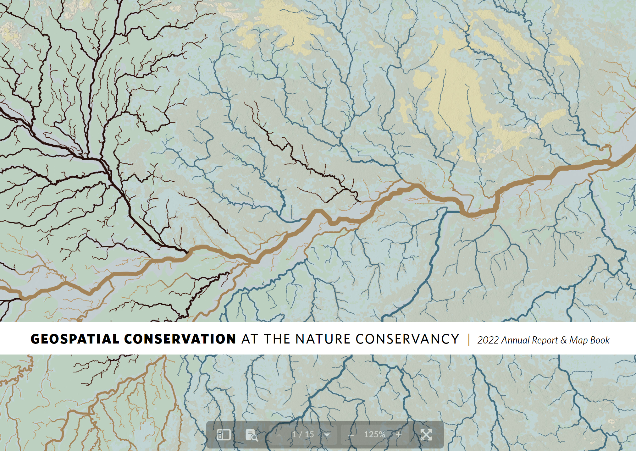 Cover of the Geospatial Conservation Annual Report.