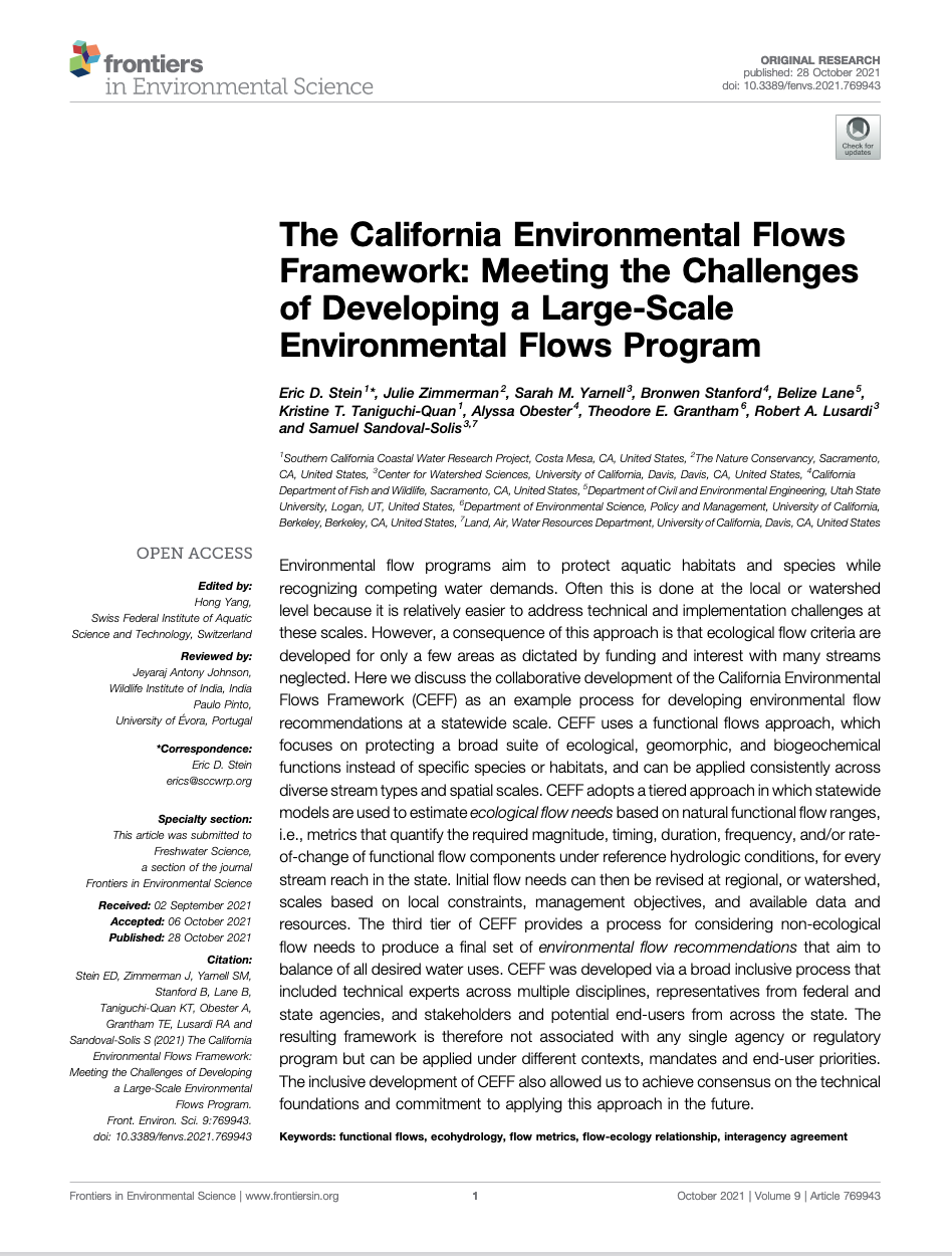 The CA Environmental Flows Framework