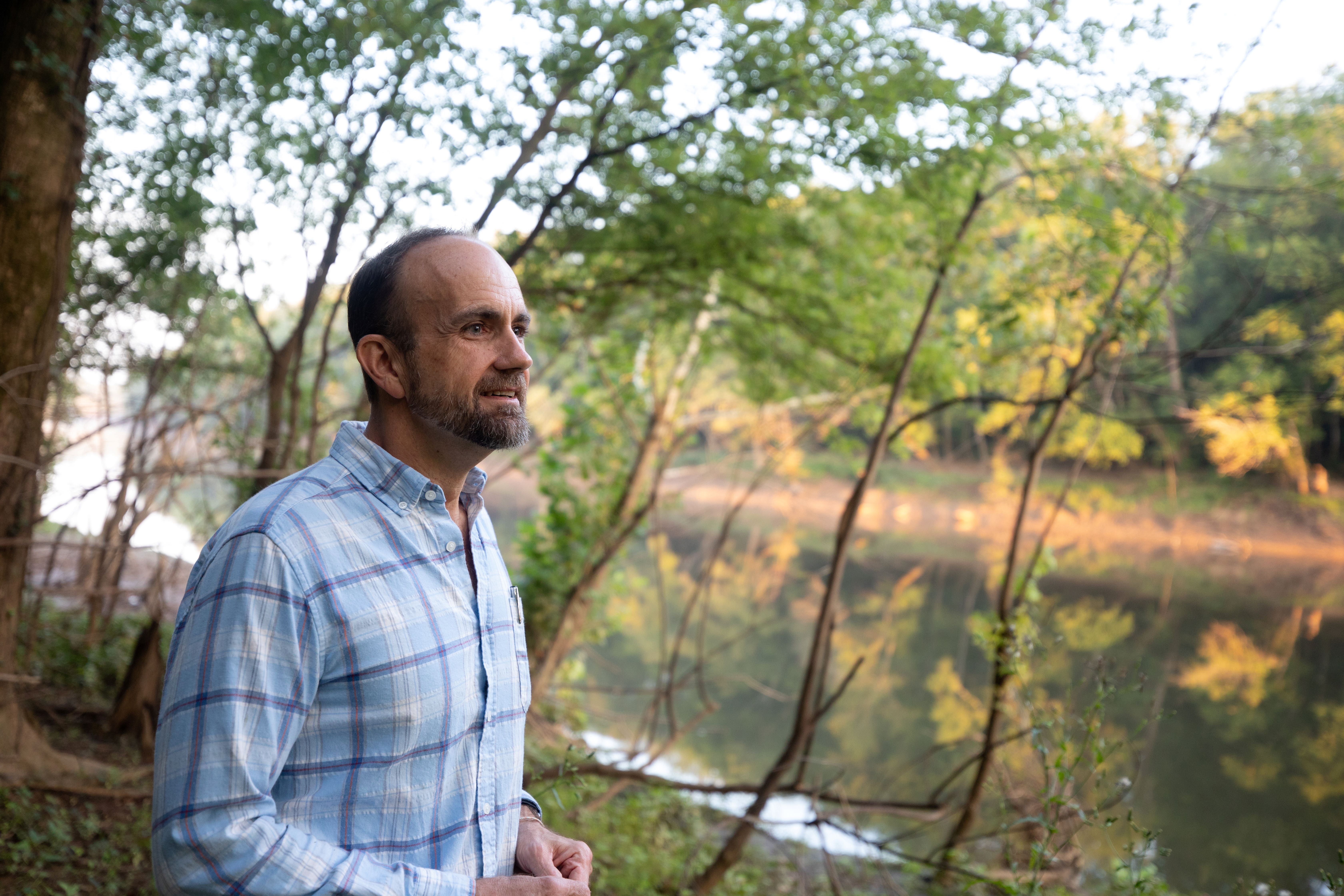 Chuck Peoples looking over the Roanoke River in North Carolina.