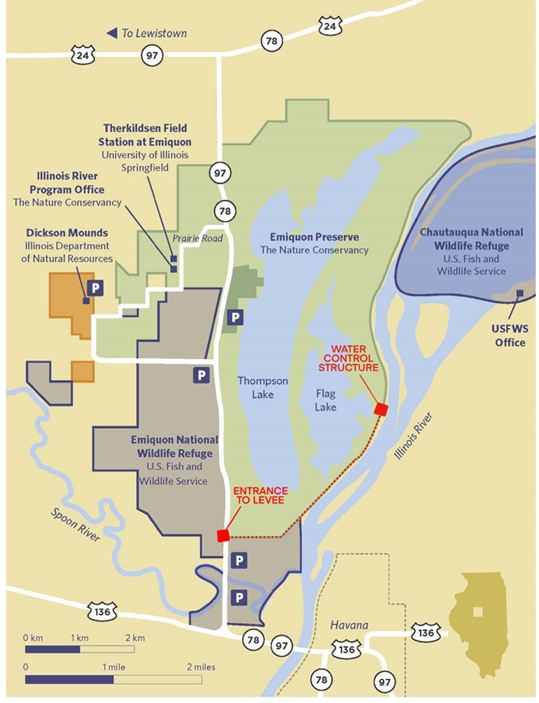 Map of TNC Emiquon Preserve.