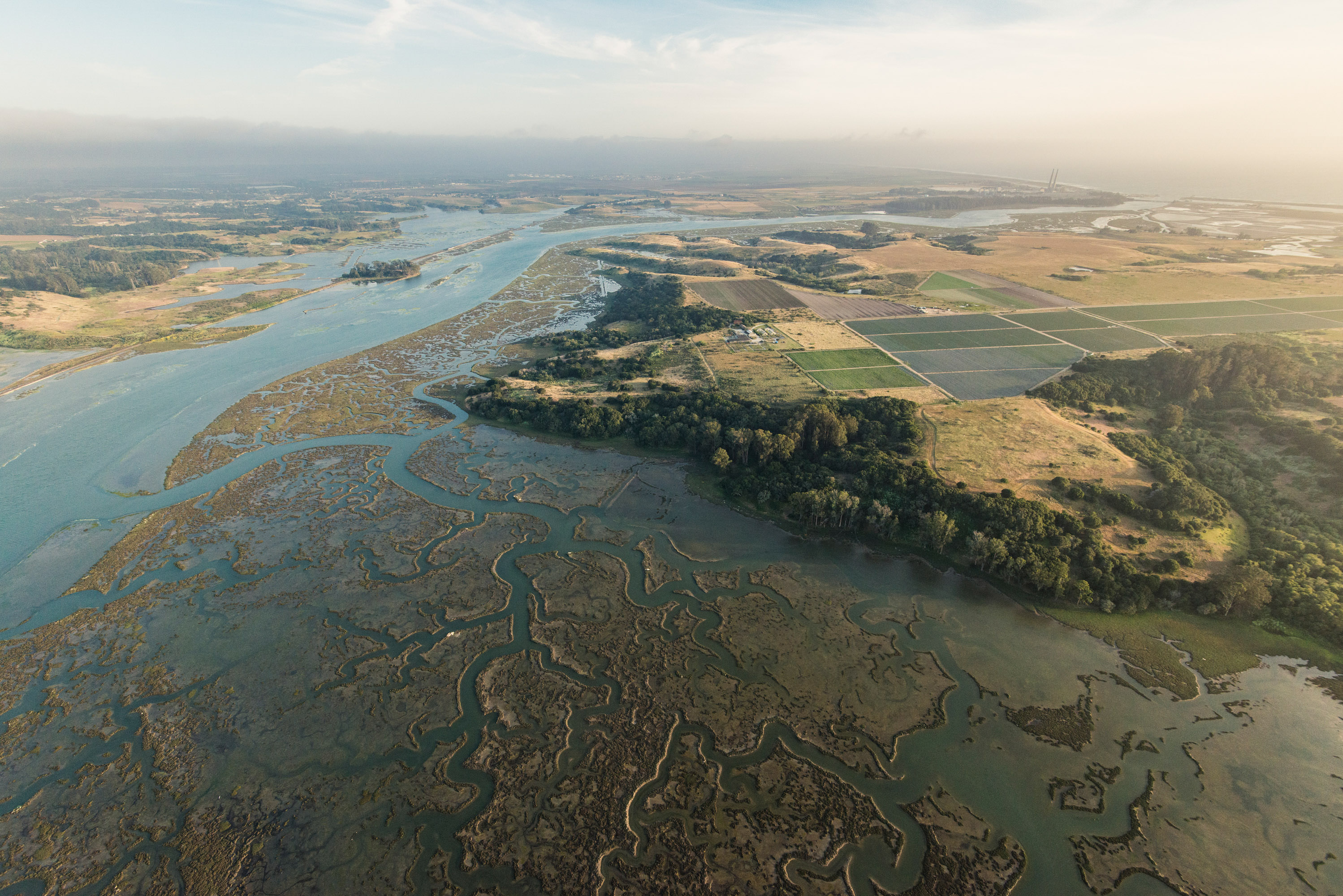 Aerial view of the Elkhorn Slough (Monterey Bay)