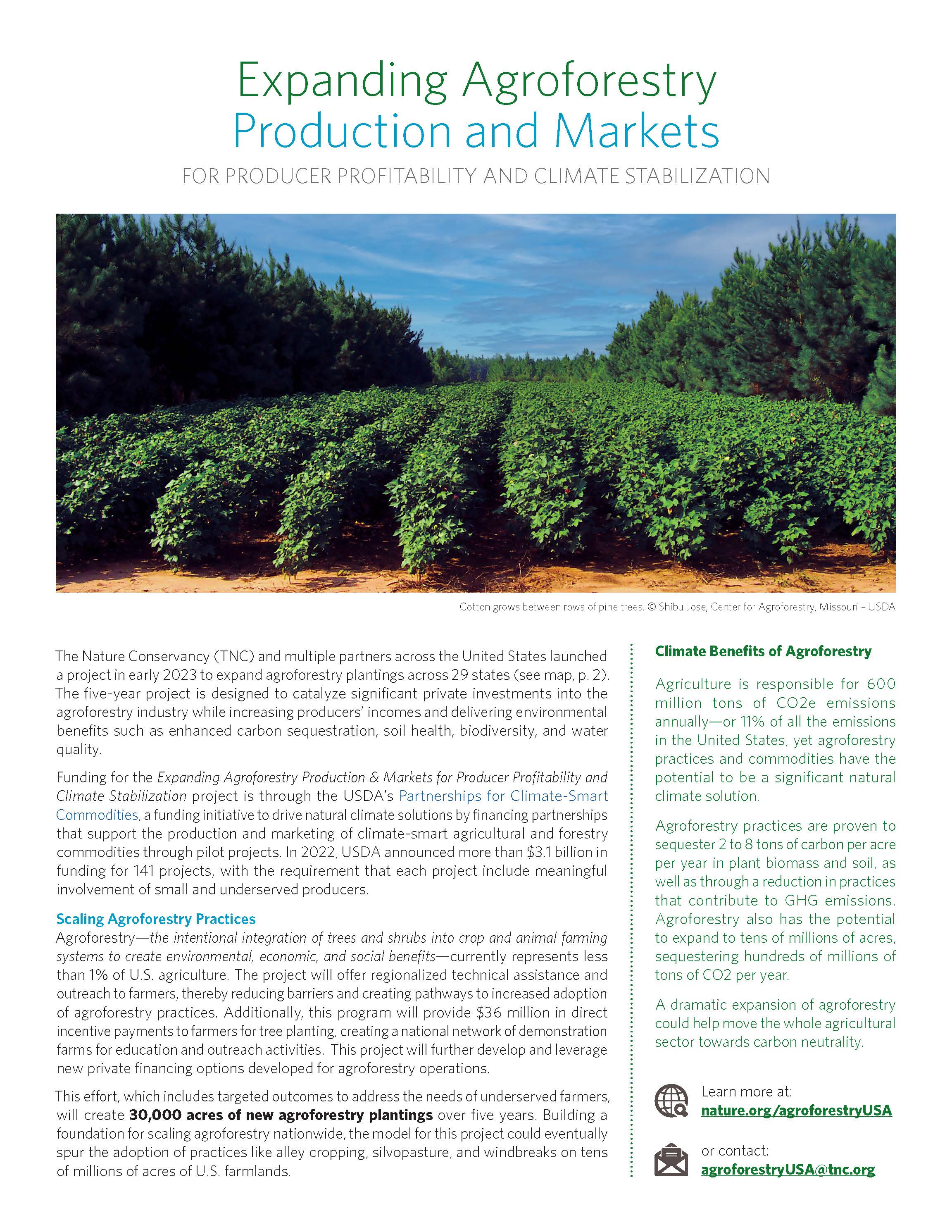 A fact sheet about the Expanding Agroforestry Production and Markets program.