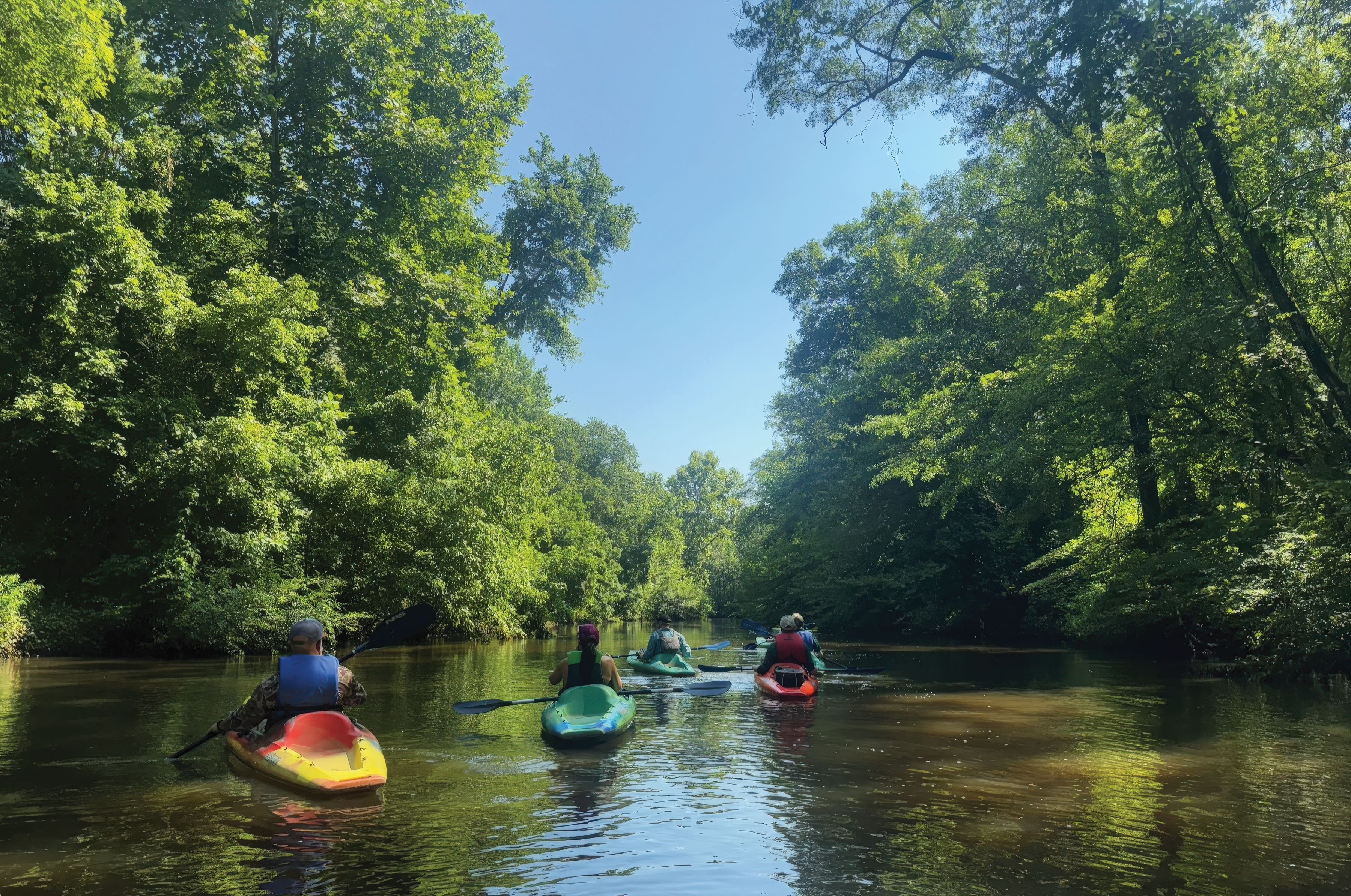 People paddling on the Hatchie River.