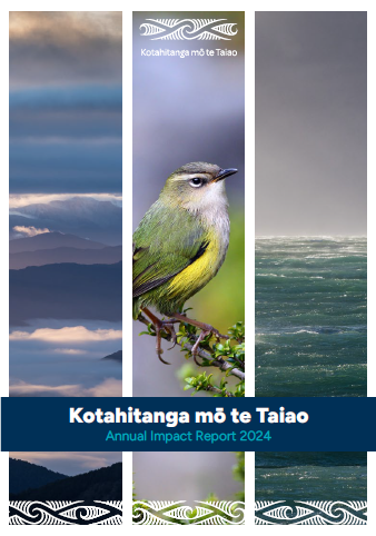 Three images: cloudy sky, a green bird, crashing waves.