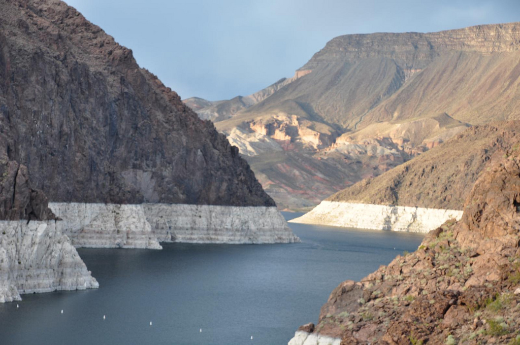 A reservoir that is running low on water.