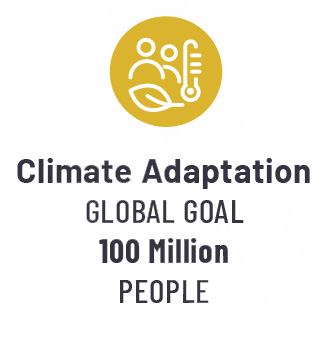 Icon featuring people figures with a thermometer and a leaf over a yellow background. 