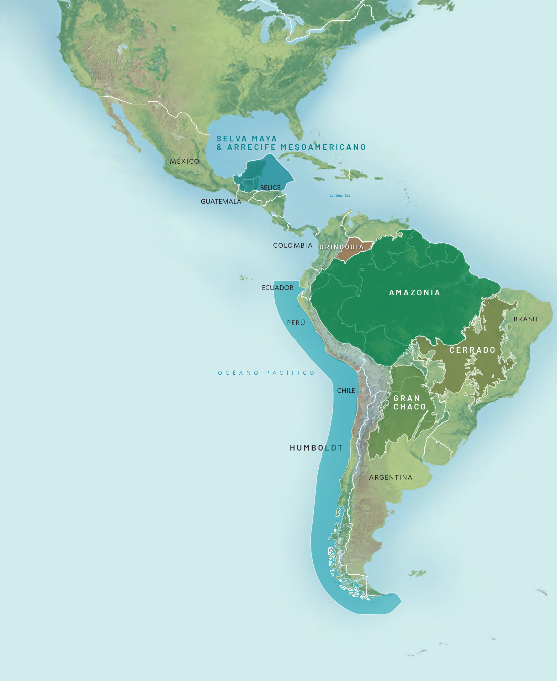 Mapa Paisajes Icónicos priorizados América Latina.