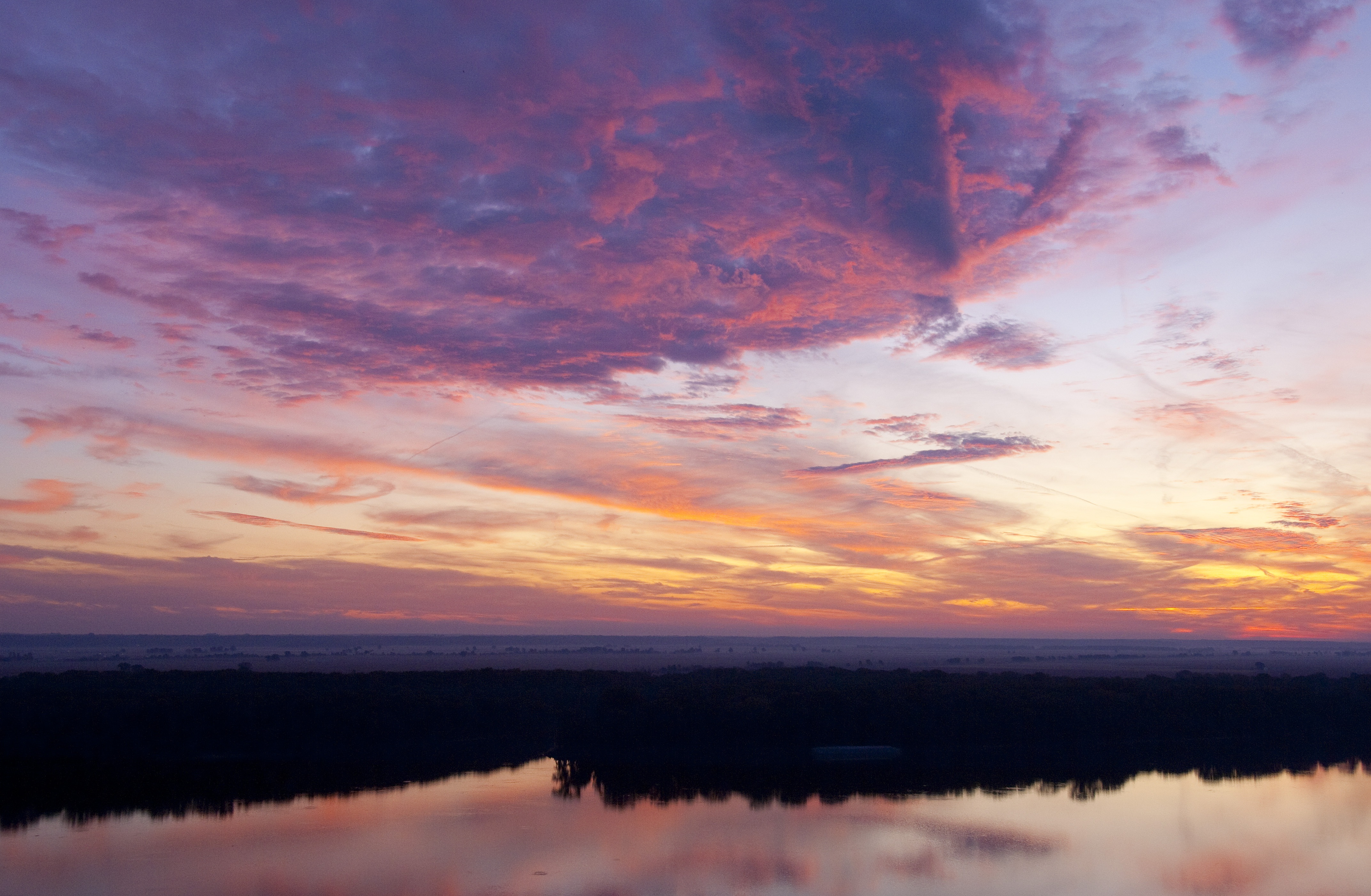 Sunset on the Mississippi River.