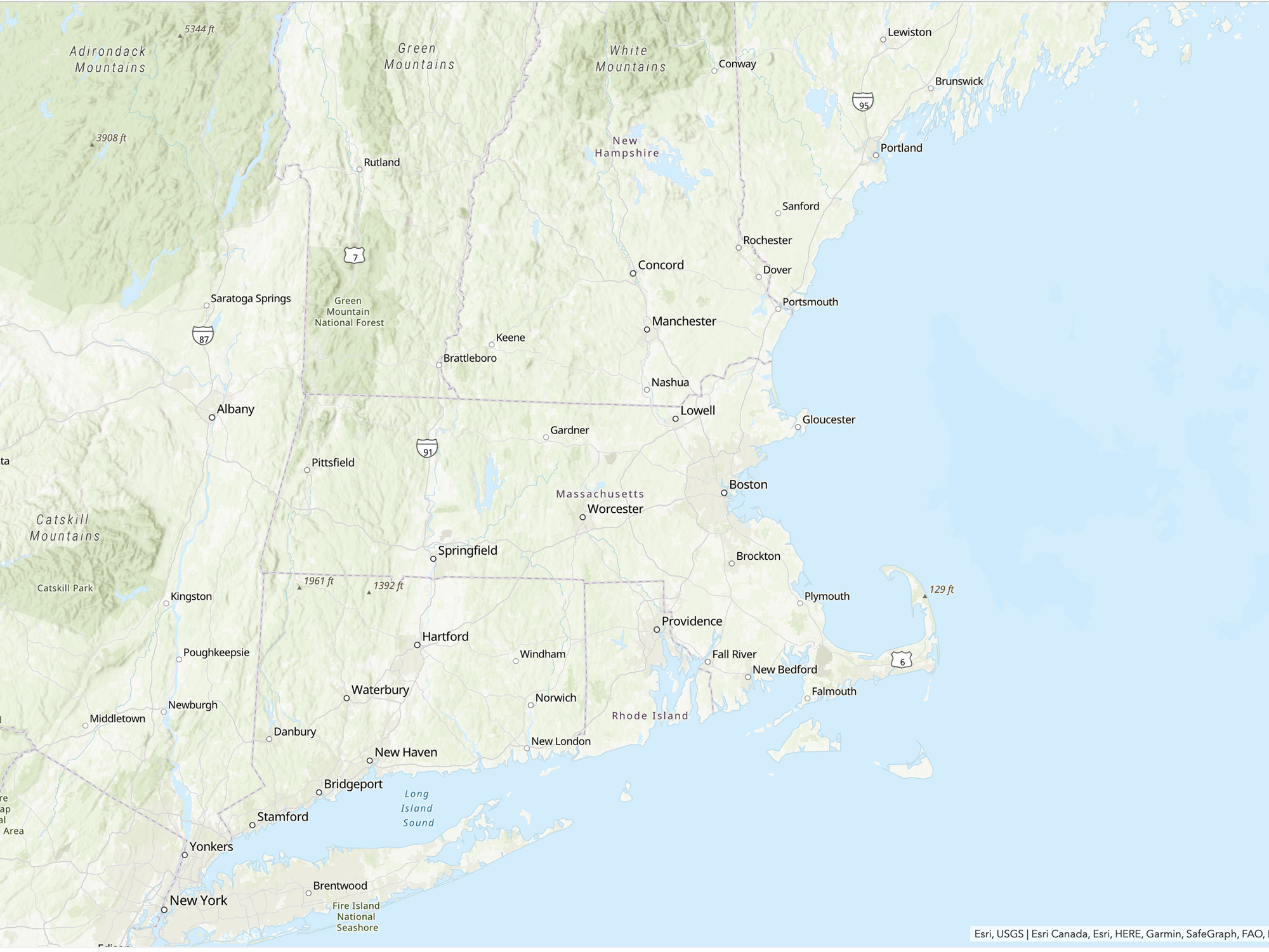 sample New England map
