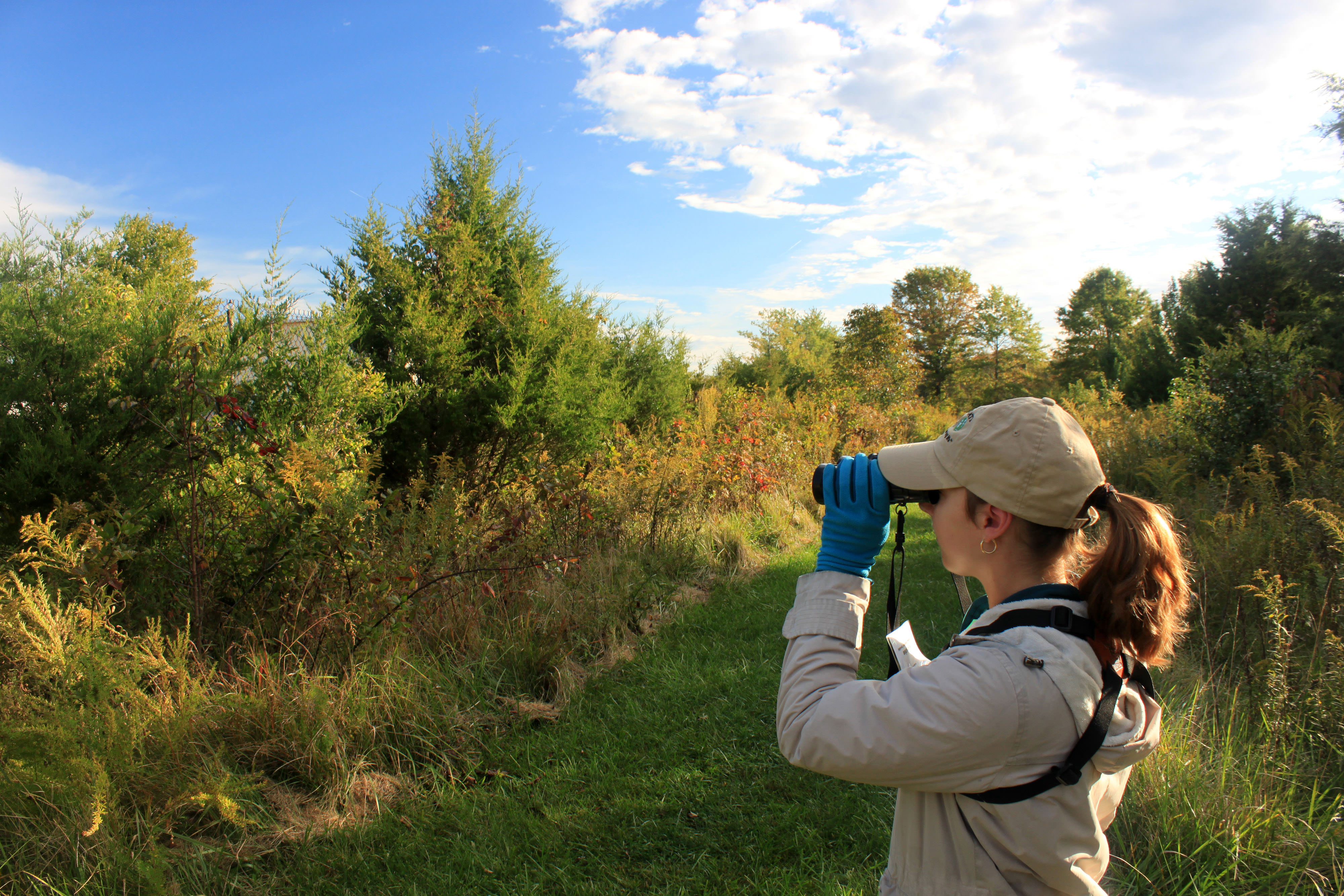 Enjoying a morning bird outing on the Blue Mash Trail, Maryland.