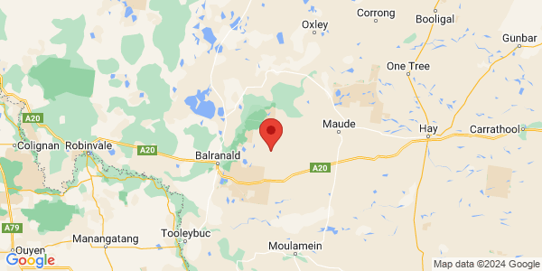 Map with marker: Nari Nari Country is near Hay, New South Wales. 