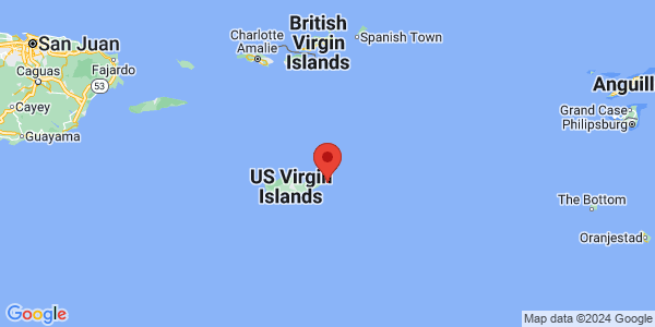 Map with marker: St. Croix, U.S. Virgin Islands