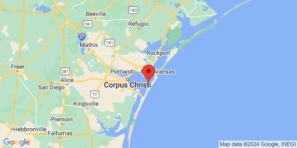 Map with marker: Map with marker: Corpus Christi Bay, Texas