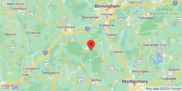 Map with marker: Oakmulgee District of the Talladega National Forest in Bibb County.