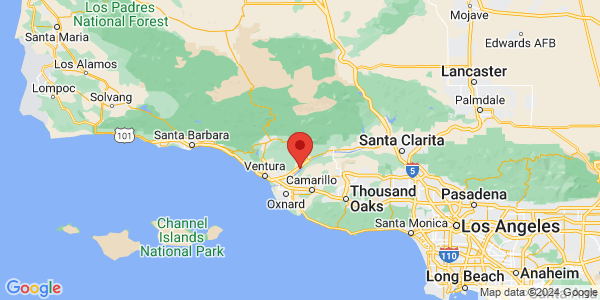 Map with marker: 1368 Mission Rock Road, Santa Paula, CA 93060