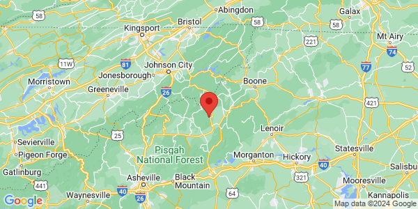 Map with marker: A short trip from the nearby Roan Highlands