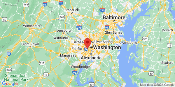 Map with marker: 4245 Fairfax Dr, Suite 100, Arlington, VA 22203