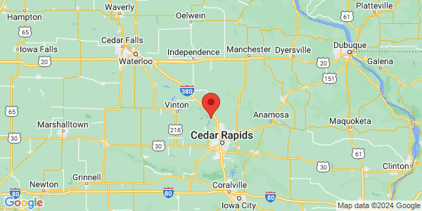 Map with marker: Northwest of Cedar Rapids, Iowa