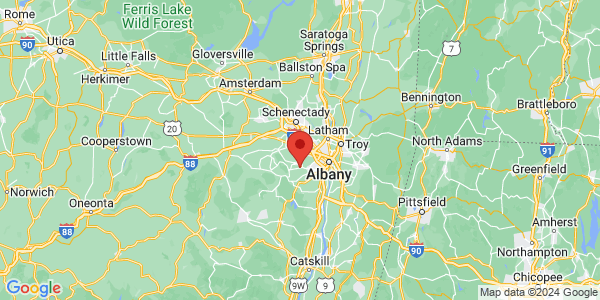 Map with marker: Albany County, .7 miles west of the 85/85A junction